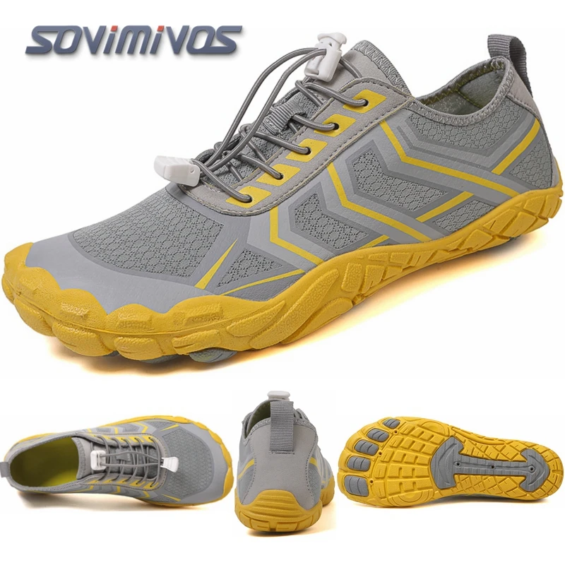 chaussures aquatiques jaune et grise